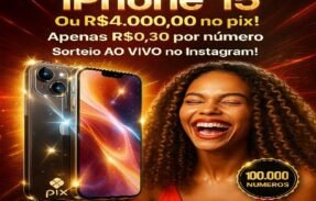 Imagem do grupo de WhatsApp Ação do iPhone 15 ou R$ 4.000 no PIX